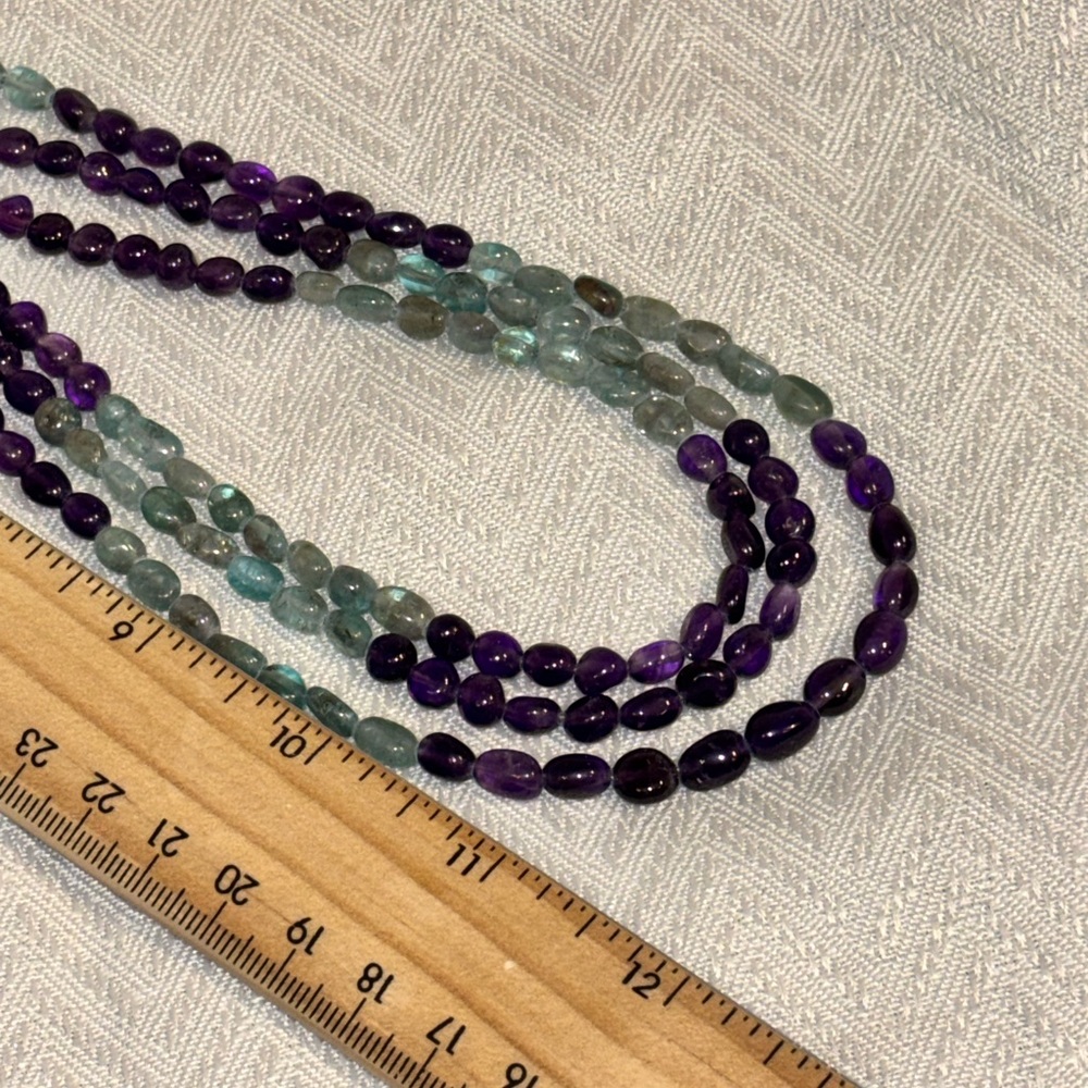 Jay King Mine Finds Amethyst & Aquamarine 4-Strand Gemstone Necklace SS 925 - Picture 13 of 13